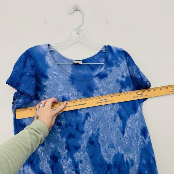 Advance Apparels Blue Tie Dye Short Sleeve Dress Women’s Free Size - Picture 2 of 6